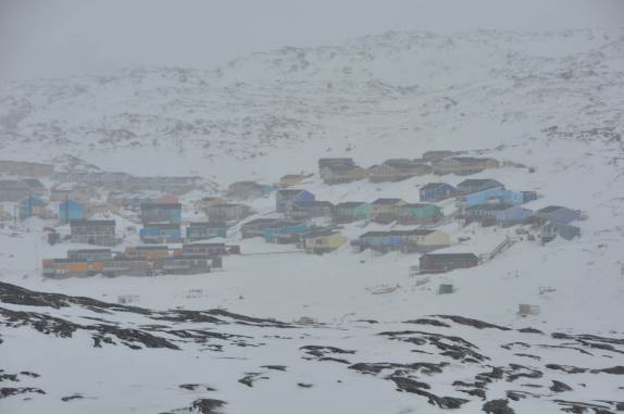 Vista de longe, Ilulissat, na Groelândia